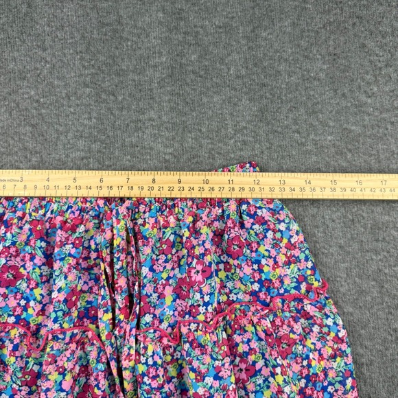 Sienna Sky Floral Tiered Mini Skirt Womens Medium Blue Pink Ruffle Elastic Waist - Picture 5 of 7